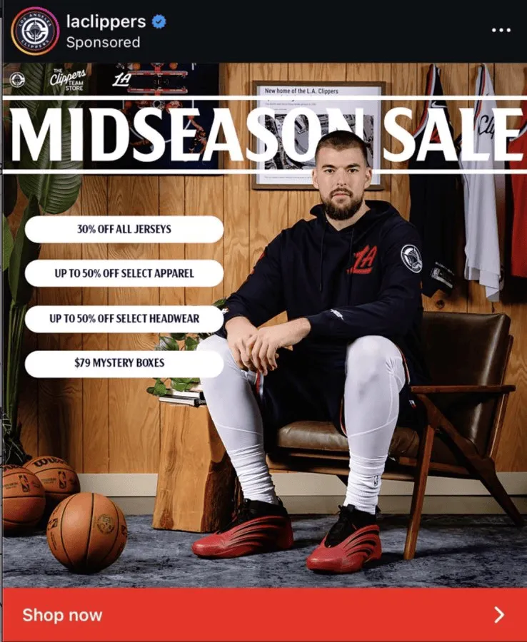 九游娱乐-快船官方用祖巴茨当模特做促销，美媒调侃“在卖祖巴茨？”